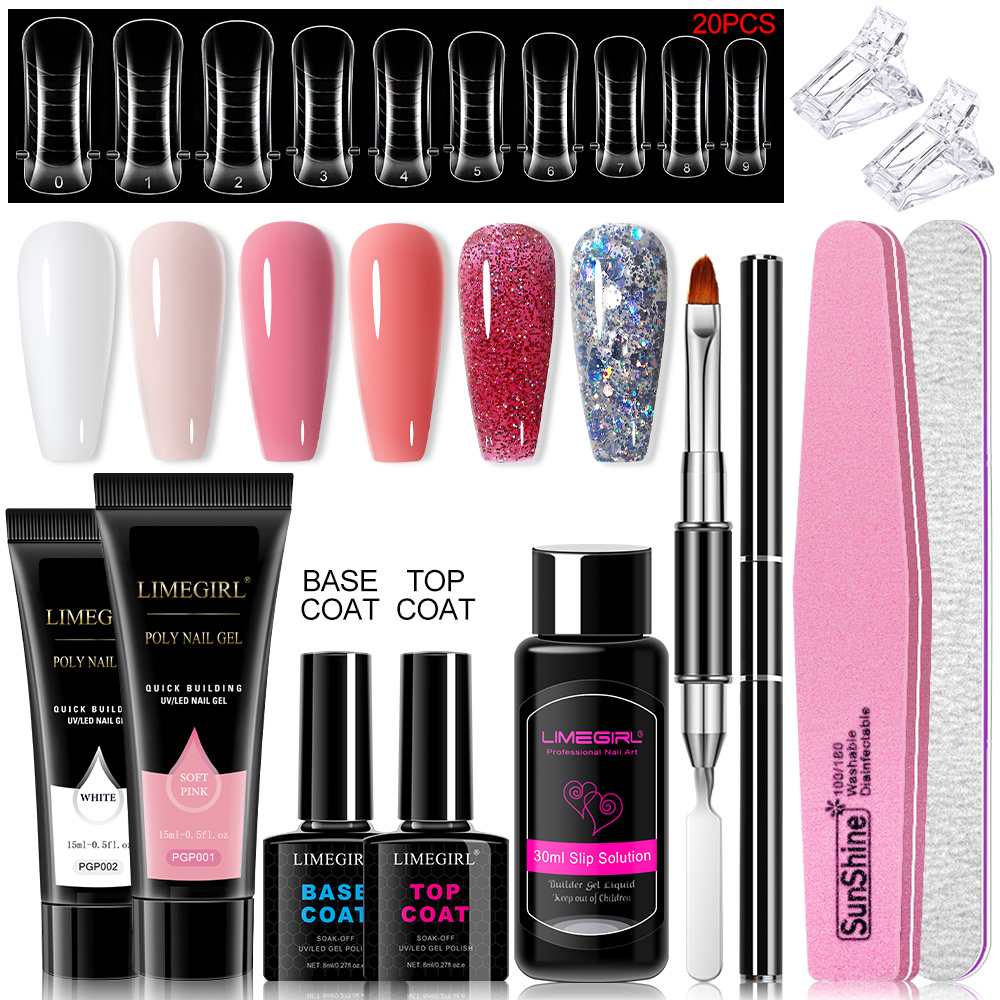 Polygel Nail Kit - Poly-nagelgelset voor verlengnagels, langdurig, natuurlijk ogend,