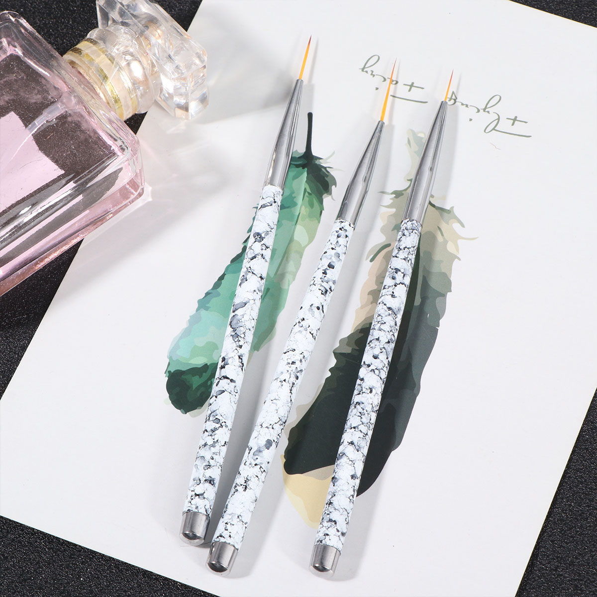 Nail Art Brush Set - 3-delige nagelkunstborstelset Fijne liner nylon borstelharen