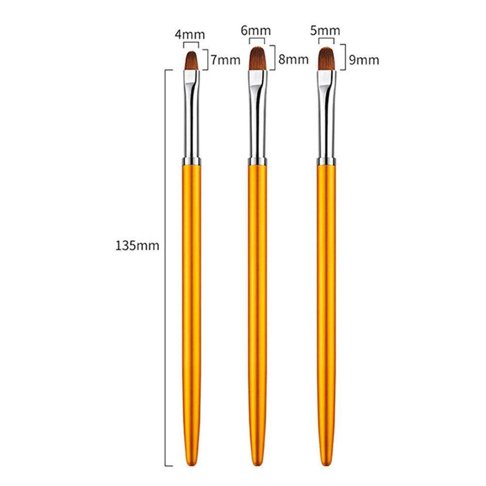 Nail Art Brush Set - 3-delige UV-gel nagelkunststiftset met ronde punt,