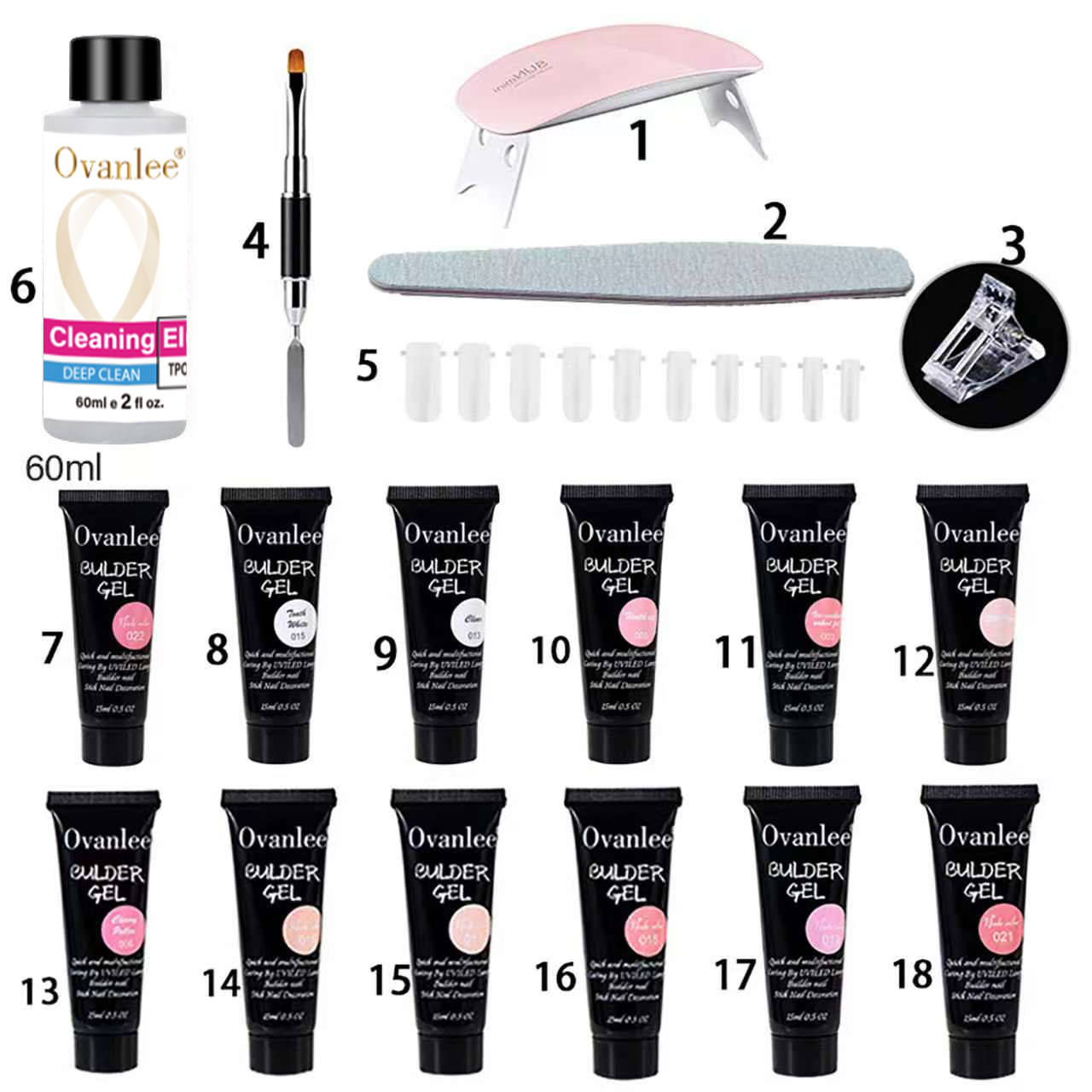 Nail Extension Form - Ovanlee 18-in-1 polygel-set voor het aanbrengen