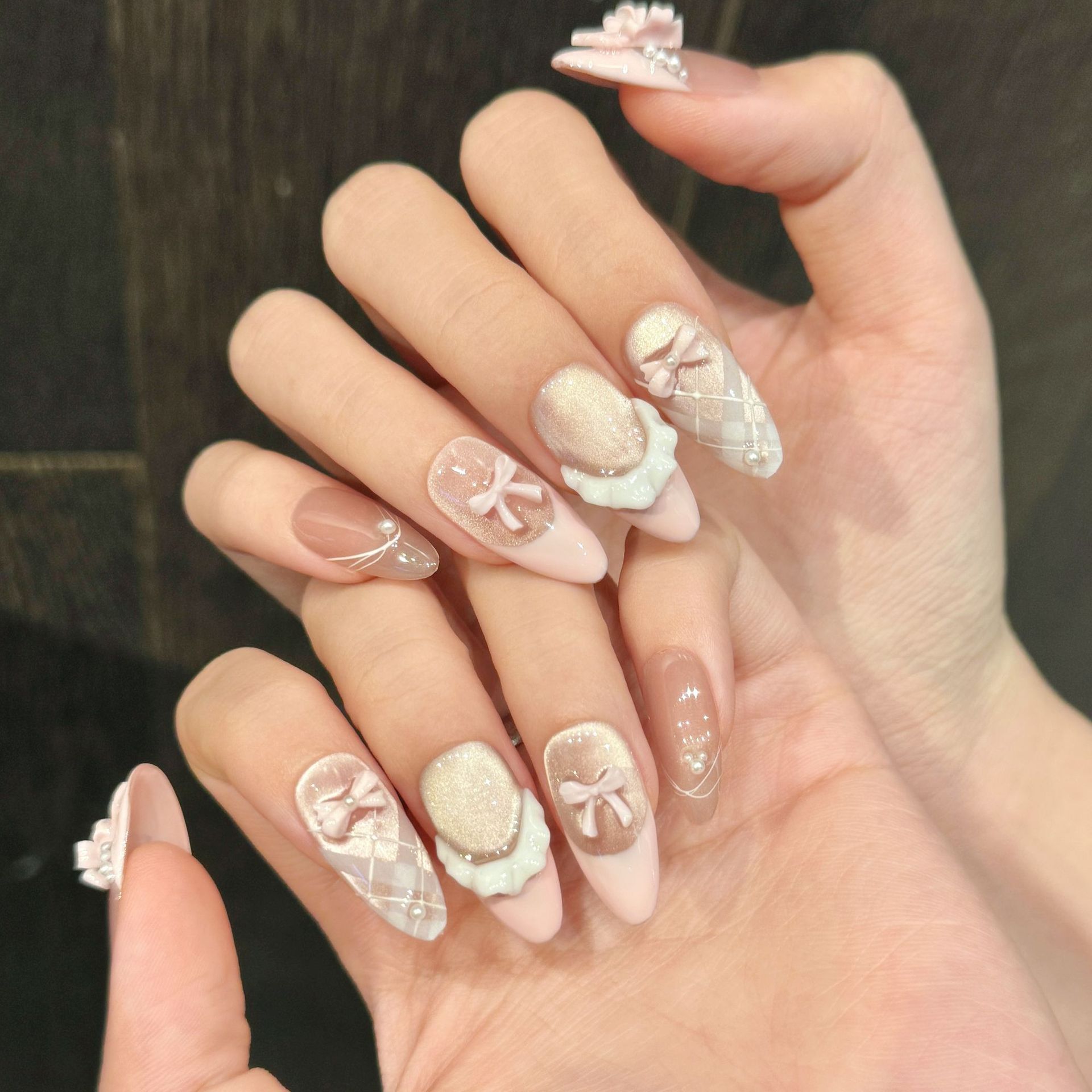 10 stuks handgemaakte pers op  - Nail Art Pink Cat Eye recensie en prijs