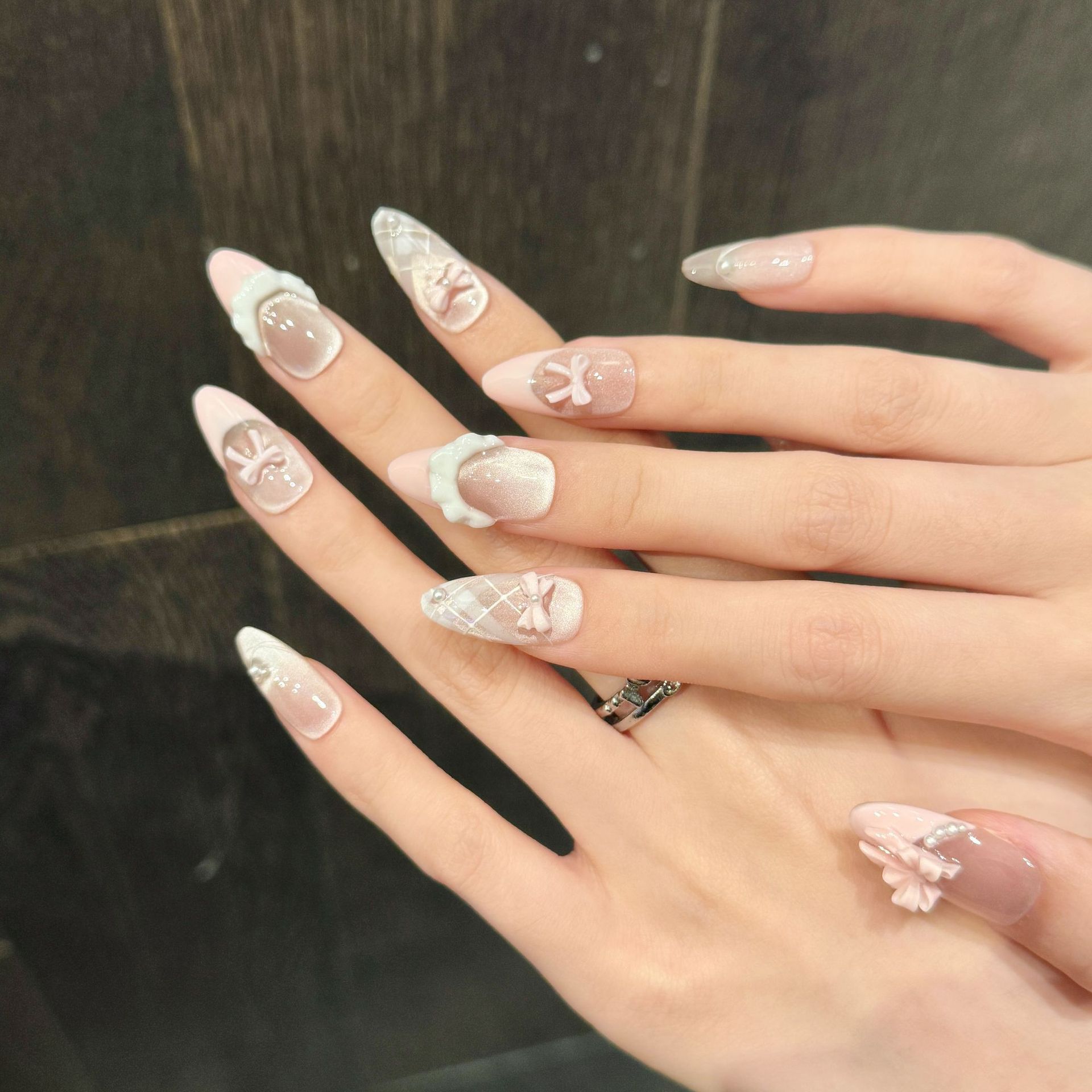 10 stuks handgemaakte pers op  - Nail Art Pink Cat Eye recensie en prijs