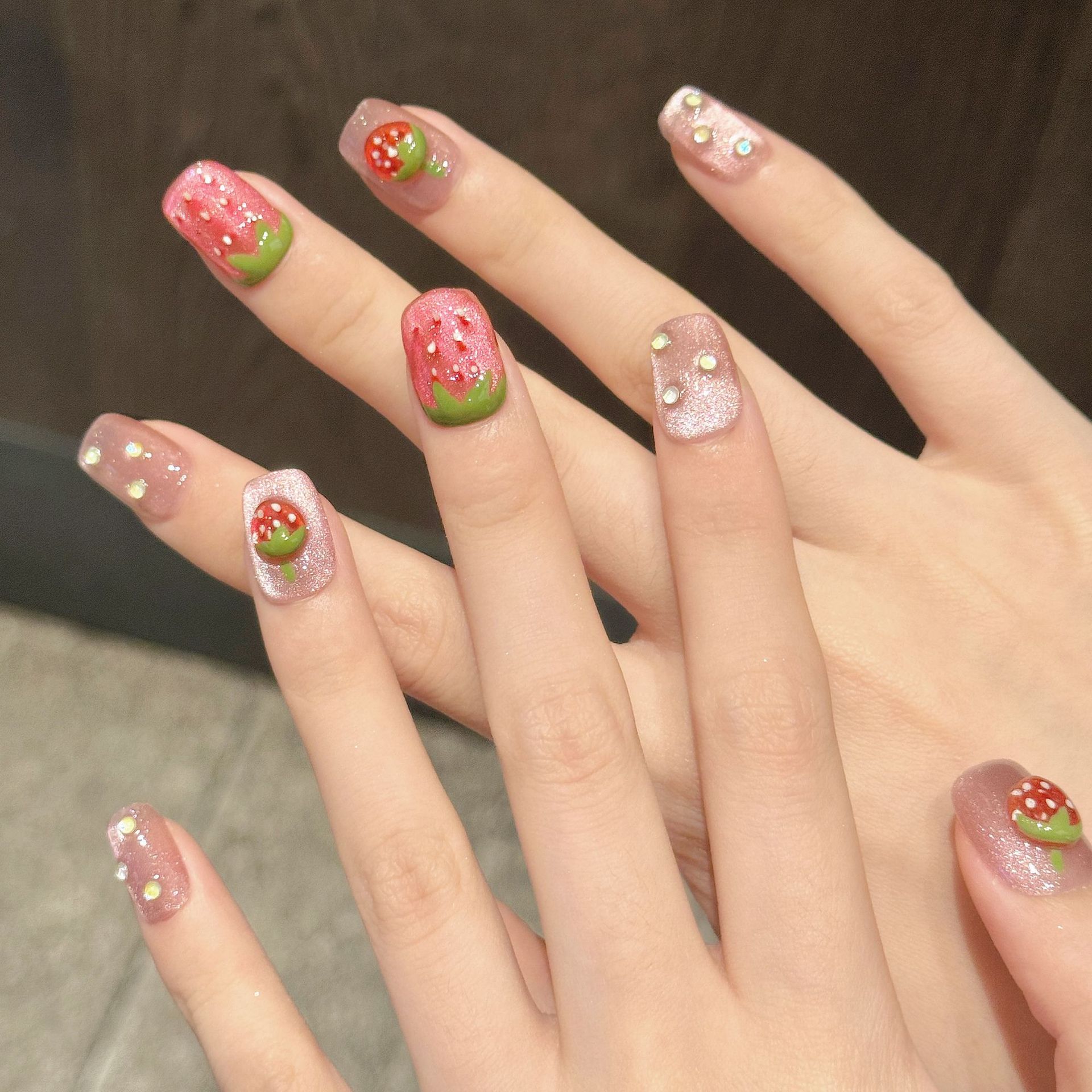 10 stuks handgemaakte pers op  - Nail Art Pink Cat Eye recensie en prijs