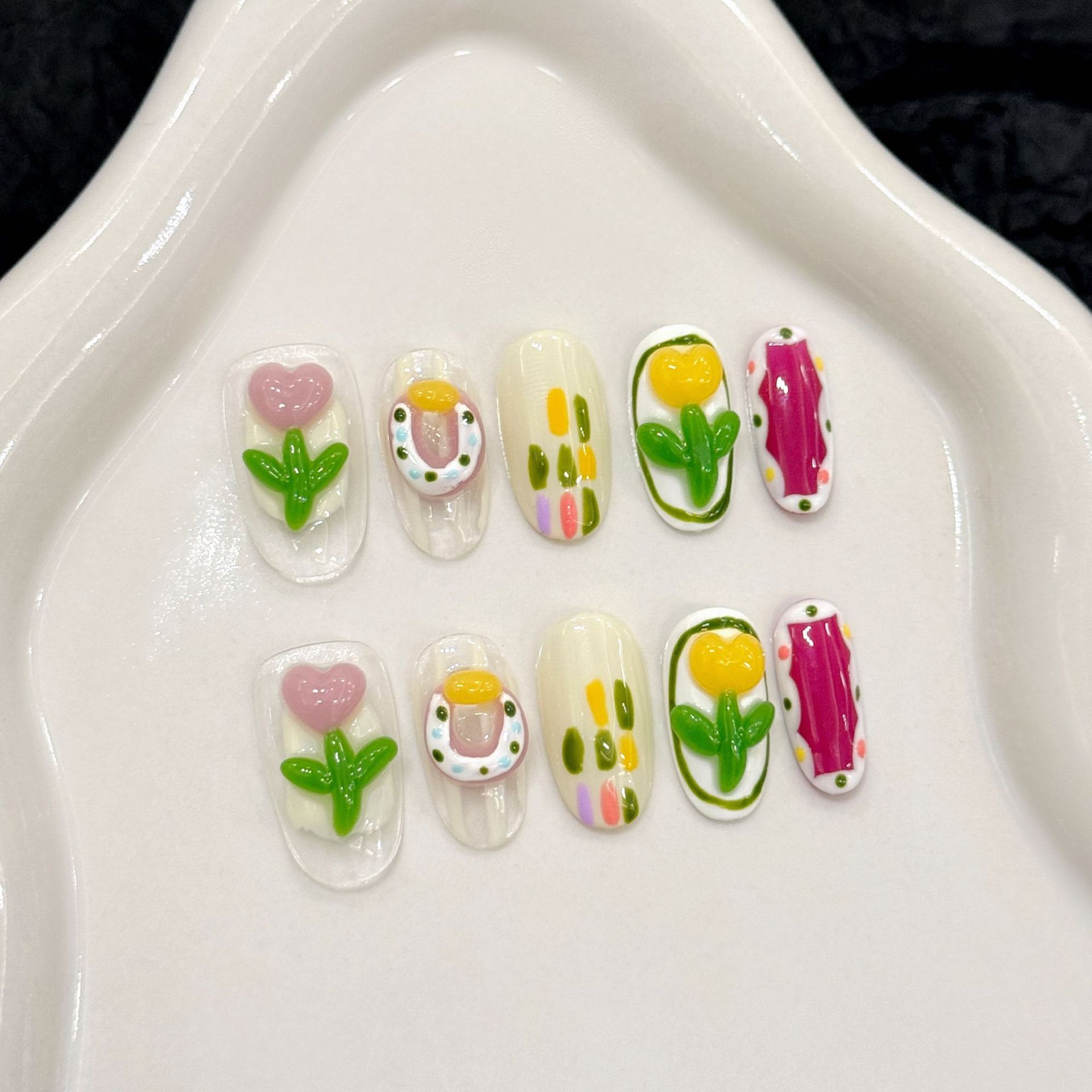 10 stuks handgemaakte pers op  - Nail Art Pink Cat Eye recensie en prijs