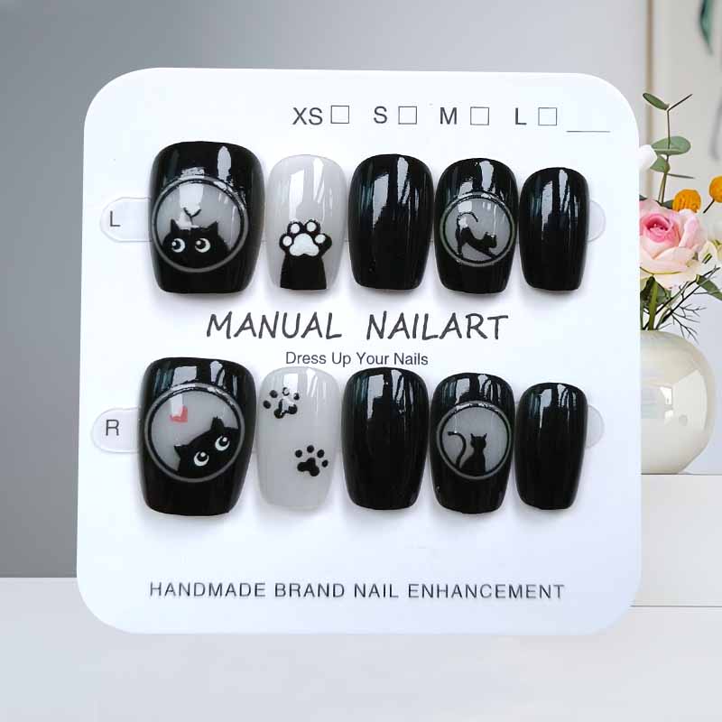 10 stuks leuke cartoon zwarte  - Nail Art Pink Cat Eye recensie en prijs