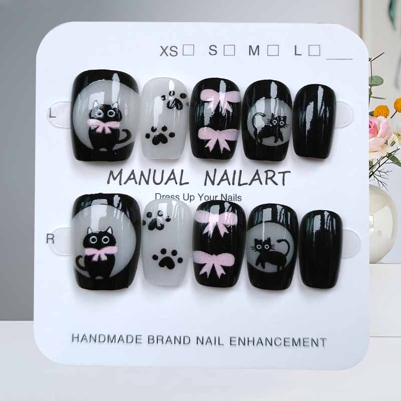 10 stuks leuke cartoon zwarte  - Nail Art Pink Cat Eye recensie en prijs