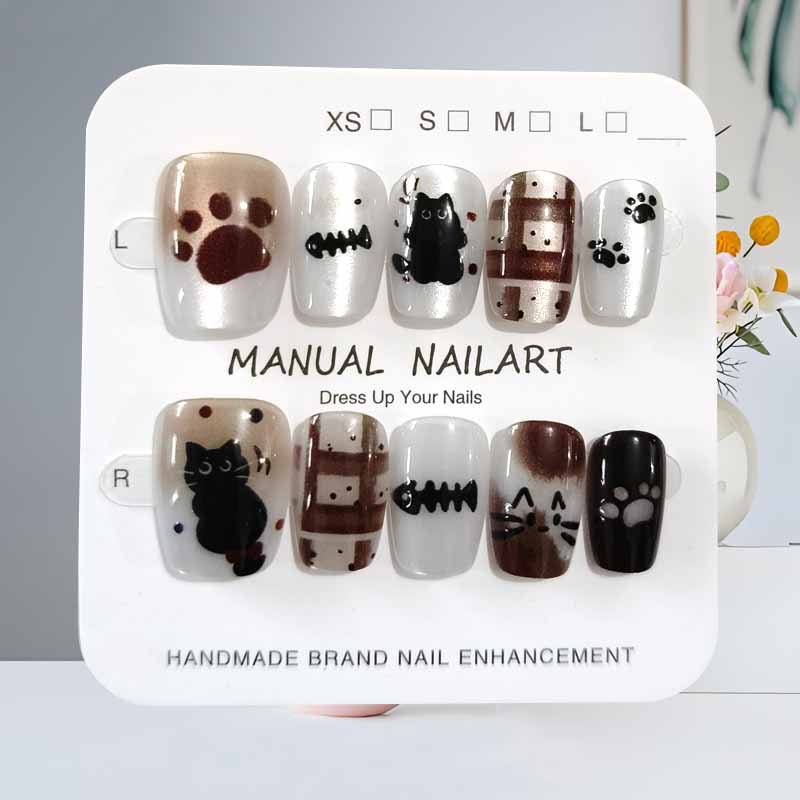 10 stuks leuke cartoon zwarte  - Nail Art Pink Cat Eye recensie en prijs