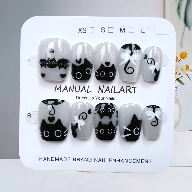 10 stuks leuke cartoon zwarte  - Nail Art Pink Cat Eye recensie en prijs